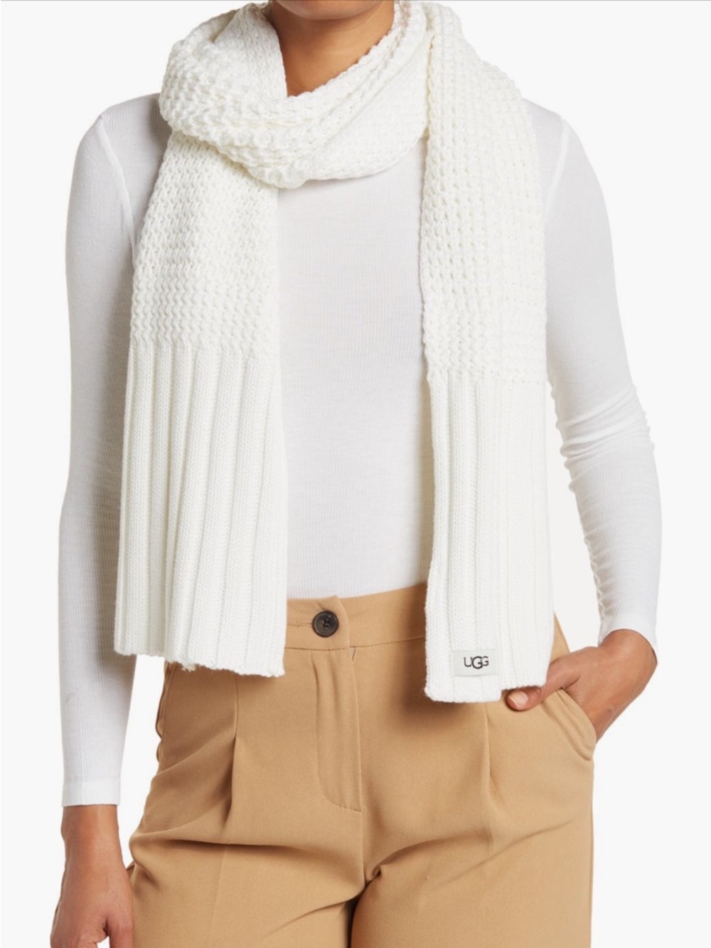 UGG Textured Knit Scarf in Winter White NWT